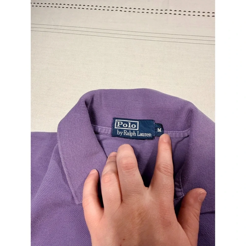 Polo Ralph Lauren Mens Purple Short Sleeve Cotton Pique Polo Shirt Size M Yellow